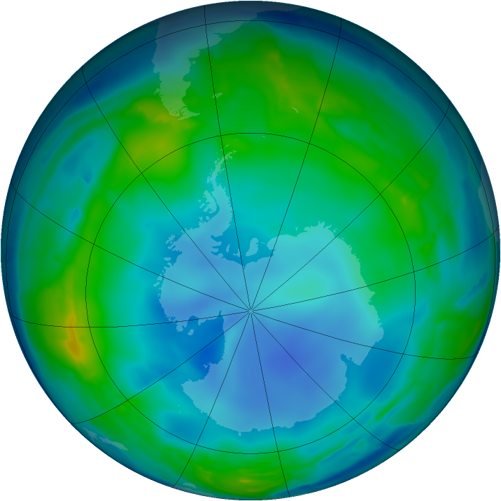Antarctic ozone map for 06 June 2013
